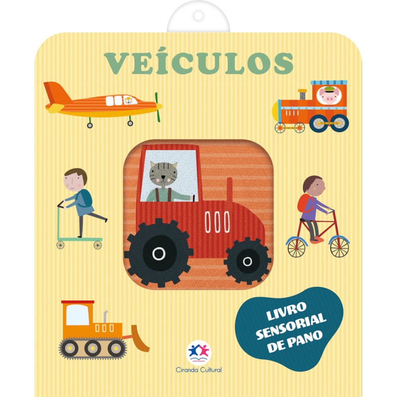 VEÍCULOS - LIVRO SENSORIAL DE PANO PARA BEBÊS