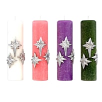 VELA DO ADVENTO RELEVO 3 ESTRELAS 25X07 - KIT COM 4 VELAS