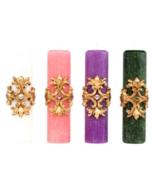VELA DO ADVENTO RELEVO CRUZ 25X7 - KIT COM 4 VELAS