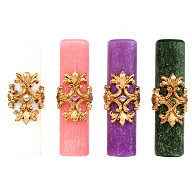 VELA DO ADVENTO RELEVO CRUZ 25X7 - KIT COM 4 VELAS