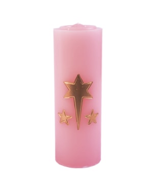 VELA JP 20X7CM ESTRELA ROSA