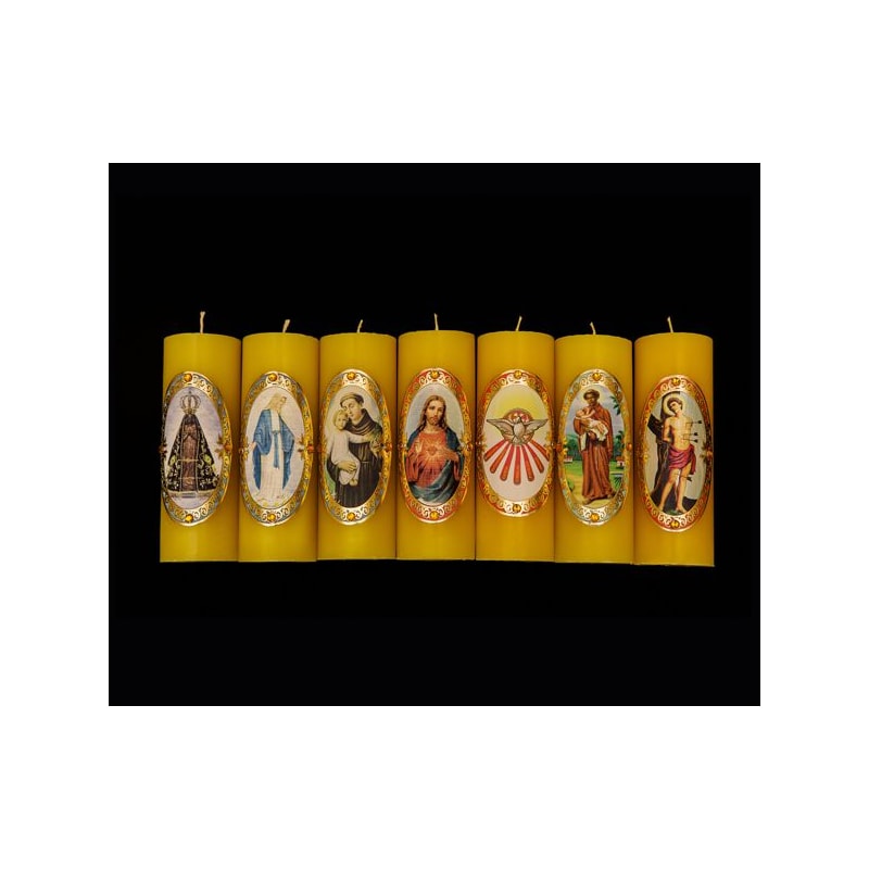 VELA PARA ALTAR 20X7 - AMARELA - SANTOS DIVERSOS