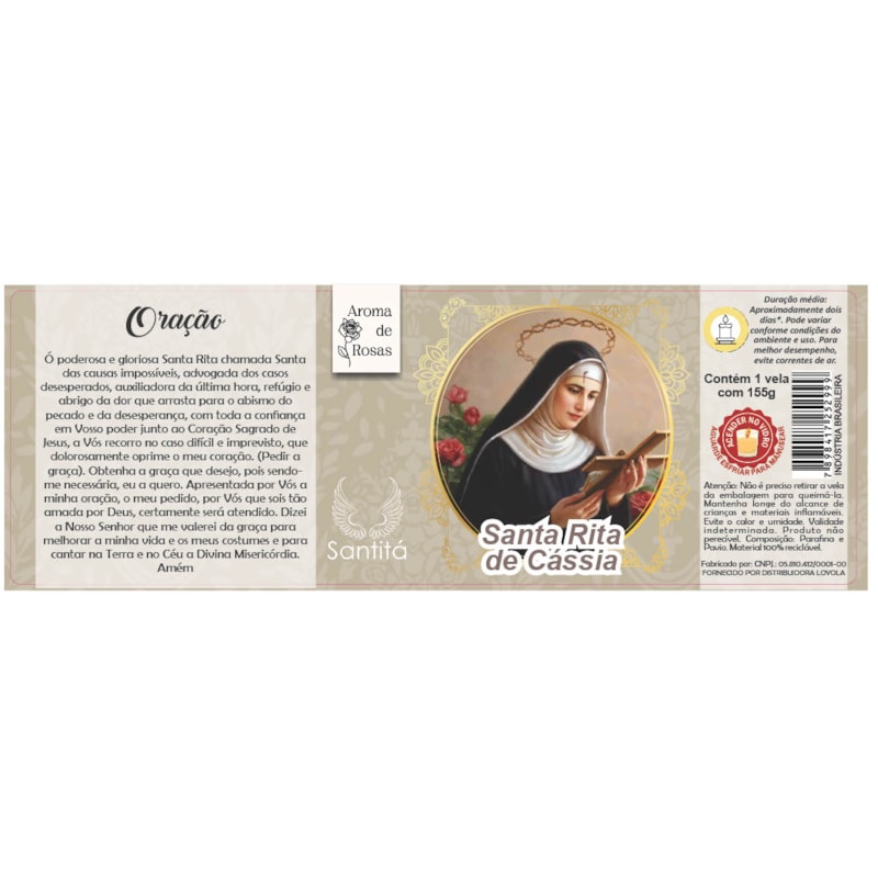 VELA VIDRO SANTA RITA PERFUMADA