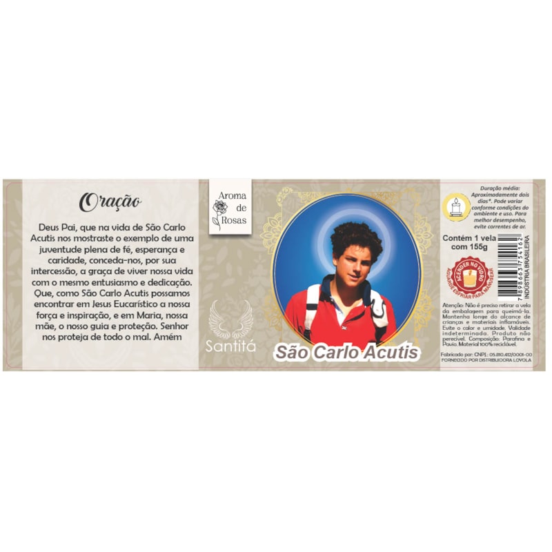 VELA VIDRO SAO CARLO ACUTIS PERFUMADA