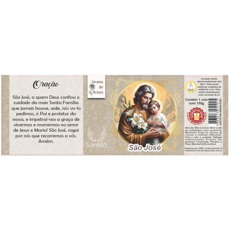 VELA VIDRO SAO JOSE PERFUMADA