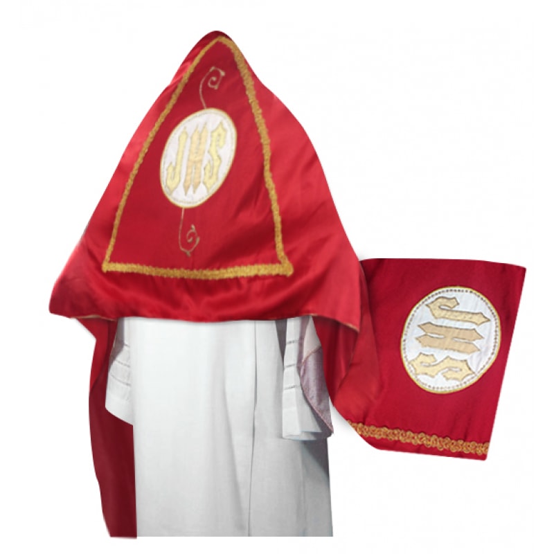 VEU UMERAL CG 031 VERMELHO BORDADO CETIM